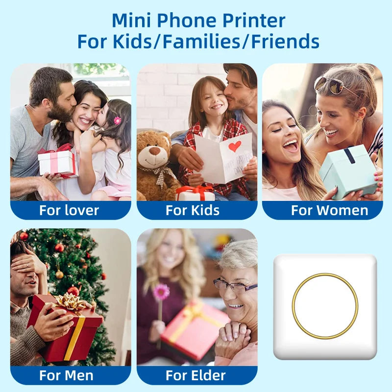 Bluetooth Mini Printer: Pocket-Sized, Inkless, Portable for Photos, Stickers, Notes